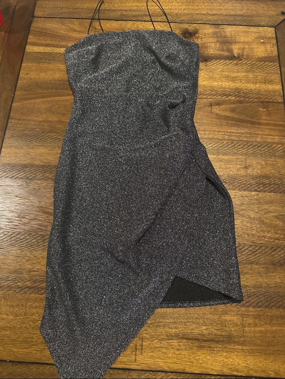 Windsor Metallic Black Sparkle Spaghetti-Strap Dress